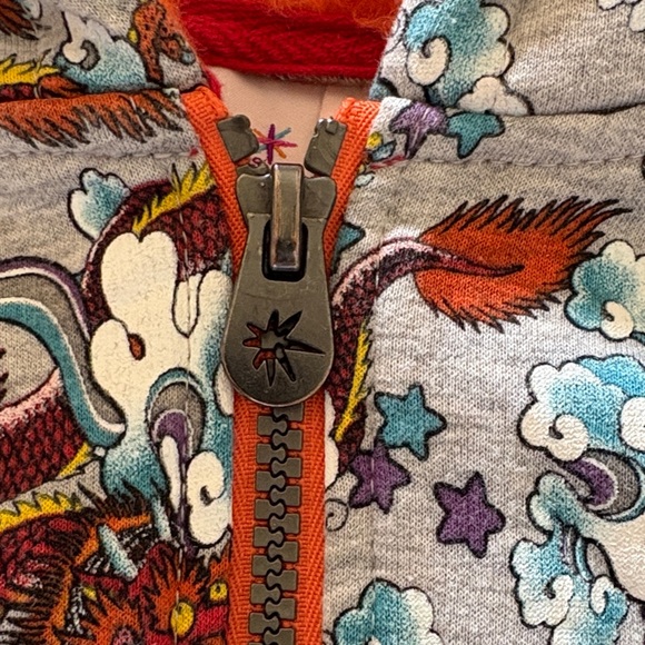 Gently loved Gray Zip up Dragon Print Hoodie Truly Scrumptious by Heidi Klum - Picture 3 of 10